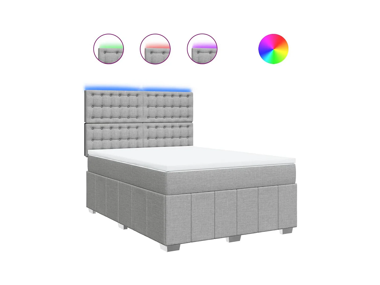 Sommier à lattes de lit avec matelas Gris clair 140x200cm Tissu