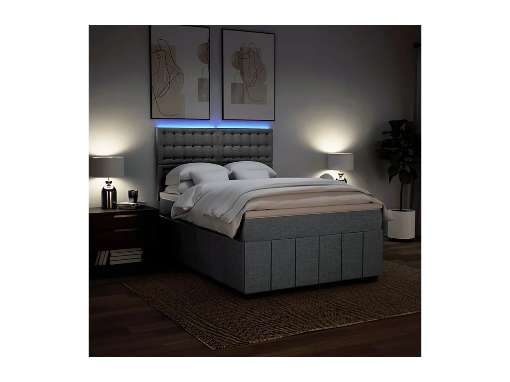 Sommier à lattes de lit avec matelas Gris clair 140x200cm Tissu