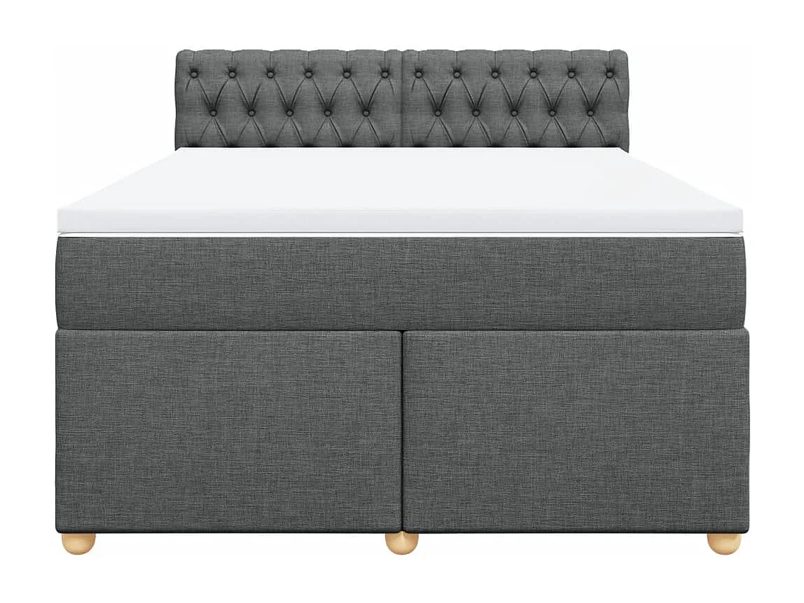 Sommier à lattes de lit avec matelas Gris foncé 160x200cm Tissu