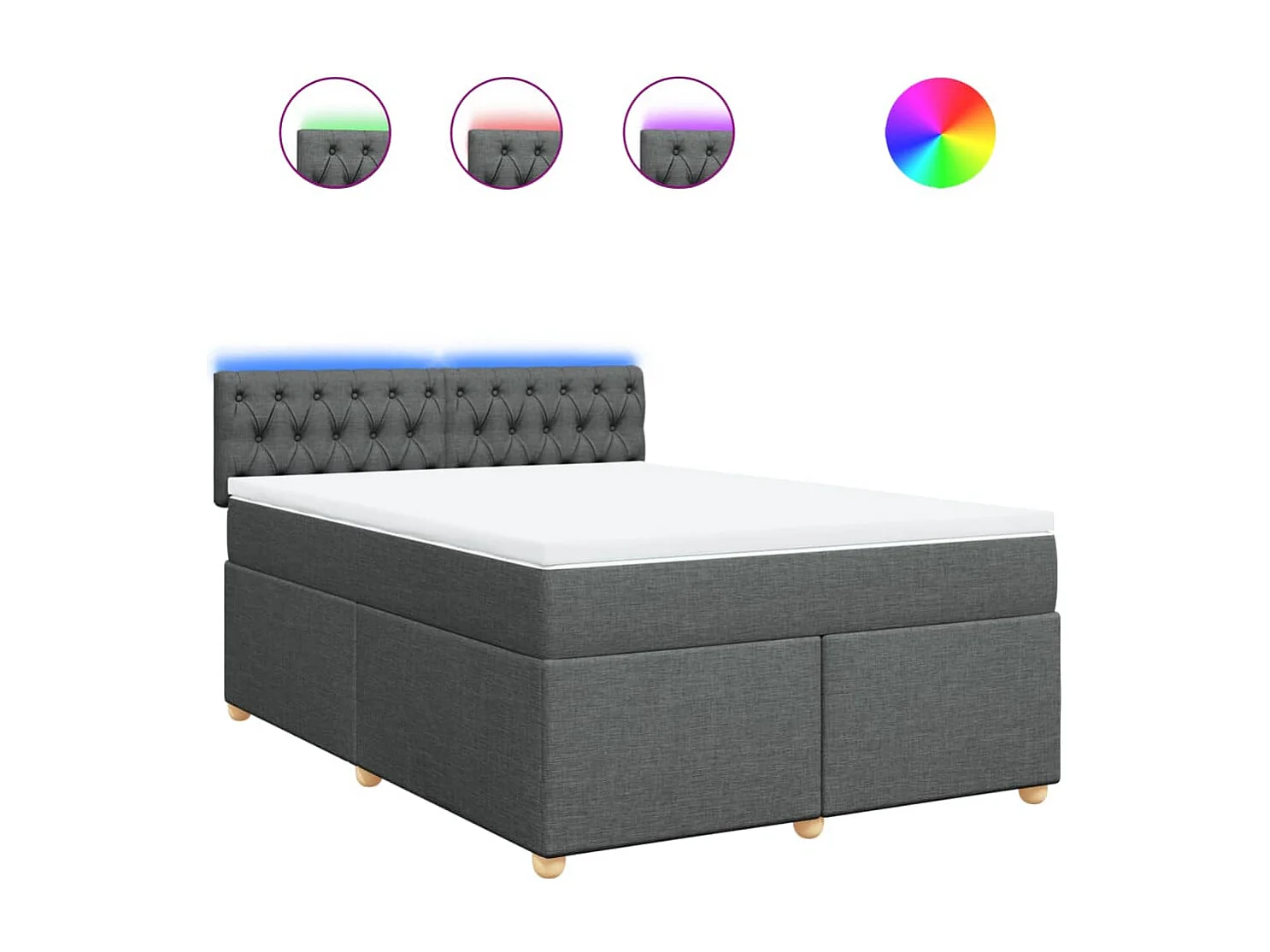 Sommier à lattes de lit avec matelas Gris foncé 160x200cm Tissu