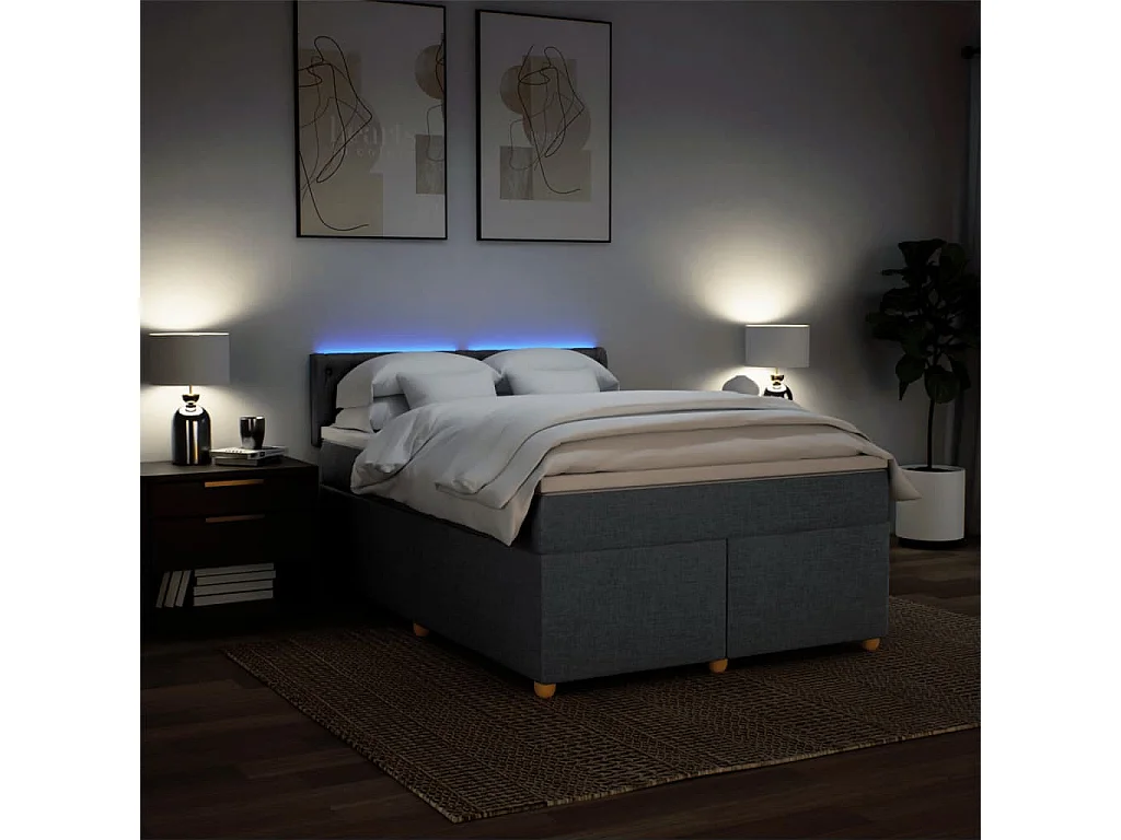 Boxspring met matras stof donkergrijs 160x200 cm