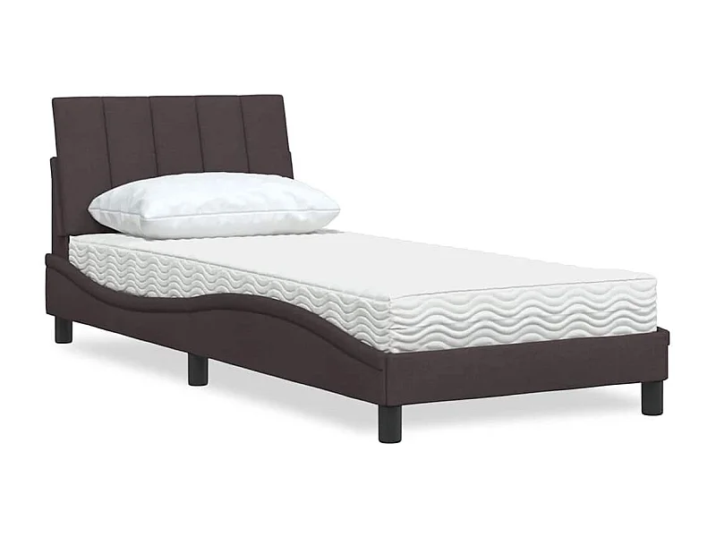 Letto con Materasso Marrone Scuro 90x200 cm in Tessuto
