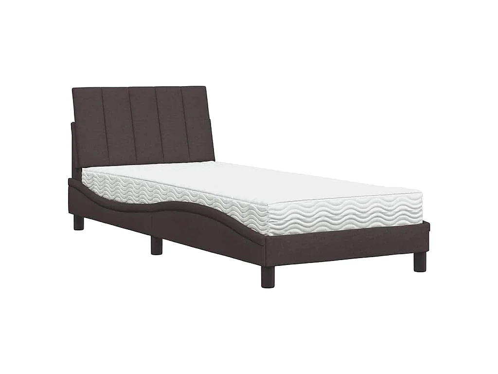 Bett mit Matratze "Hanko" Dunkelbraun 90x200 cm Stoff
