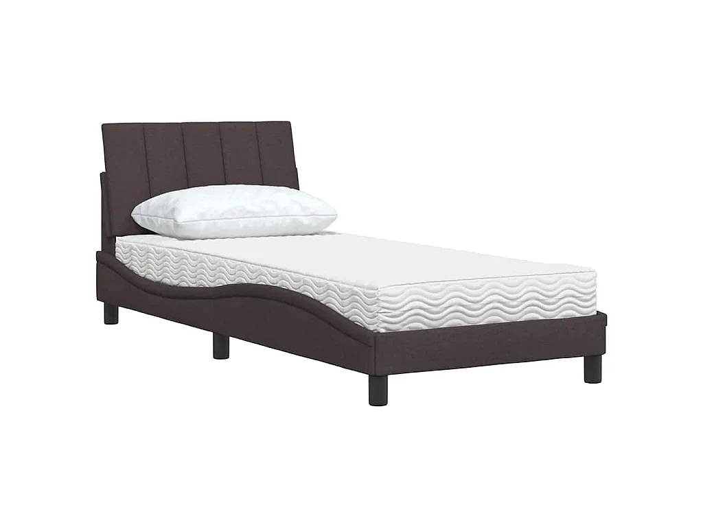 Bett mit Matratze "Hanko" Dunkelbraun 90x200 cm Stoff