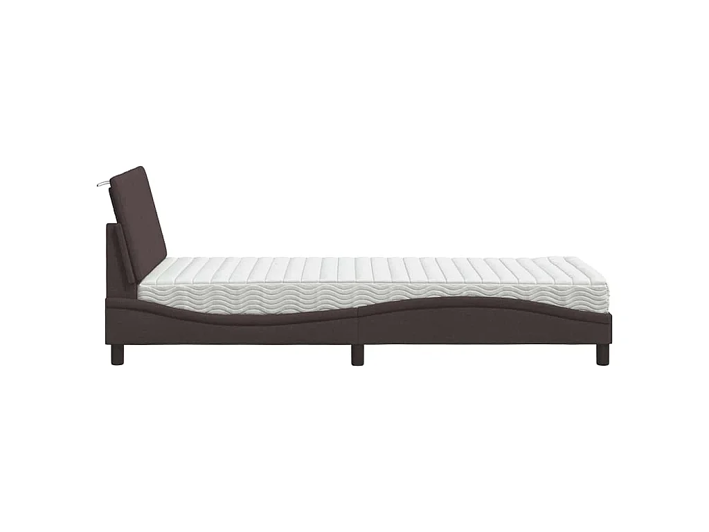 Bett mit Matratze "Hanko" Dunkelbraun 90x200 cm Stoff