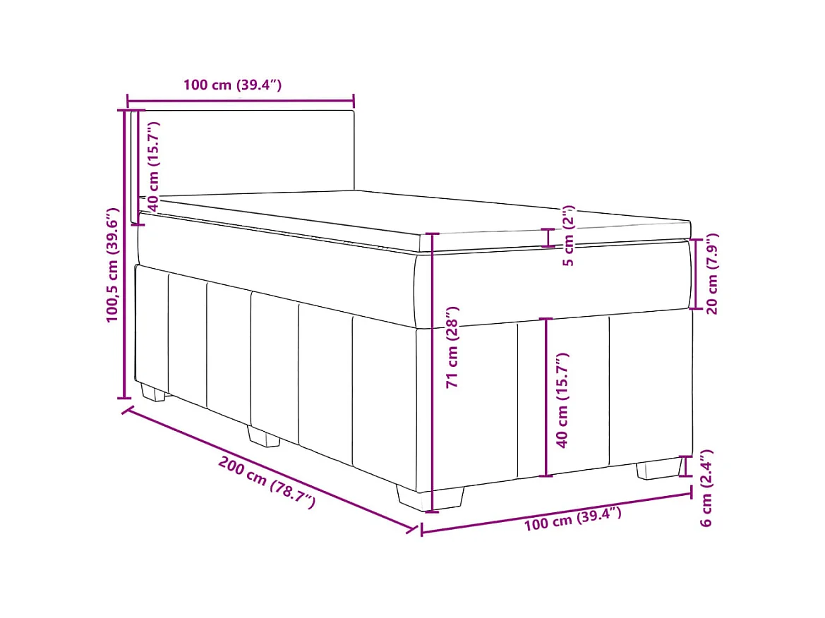 Boxspringbett mit Matratze Blau 100x200 cm Stoff