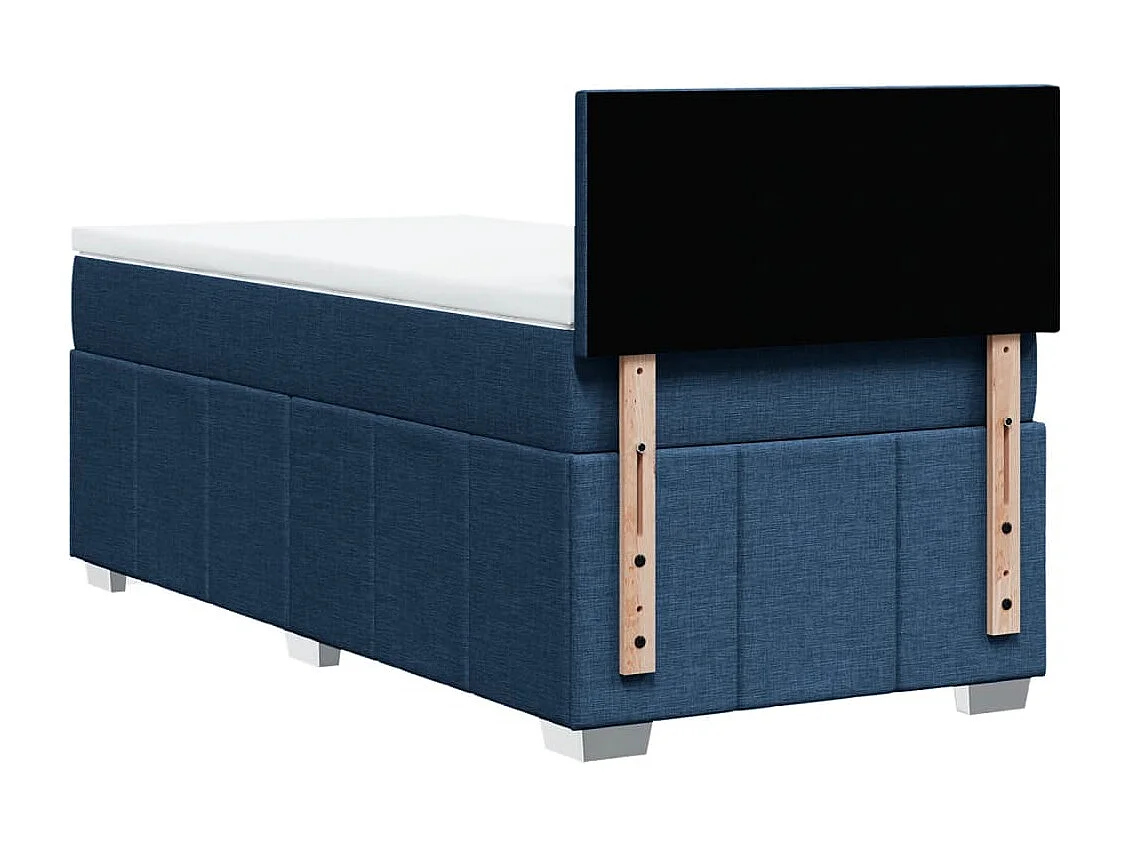 Cama box spring con colchón tela azul 100x200 cm