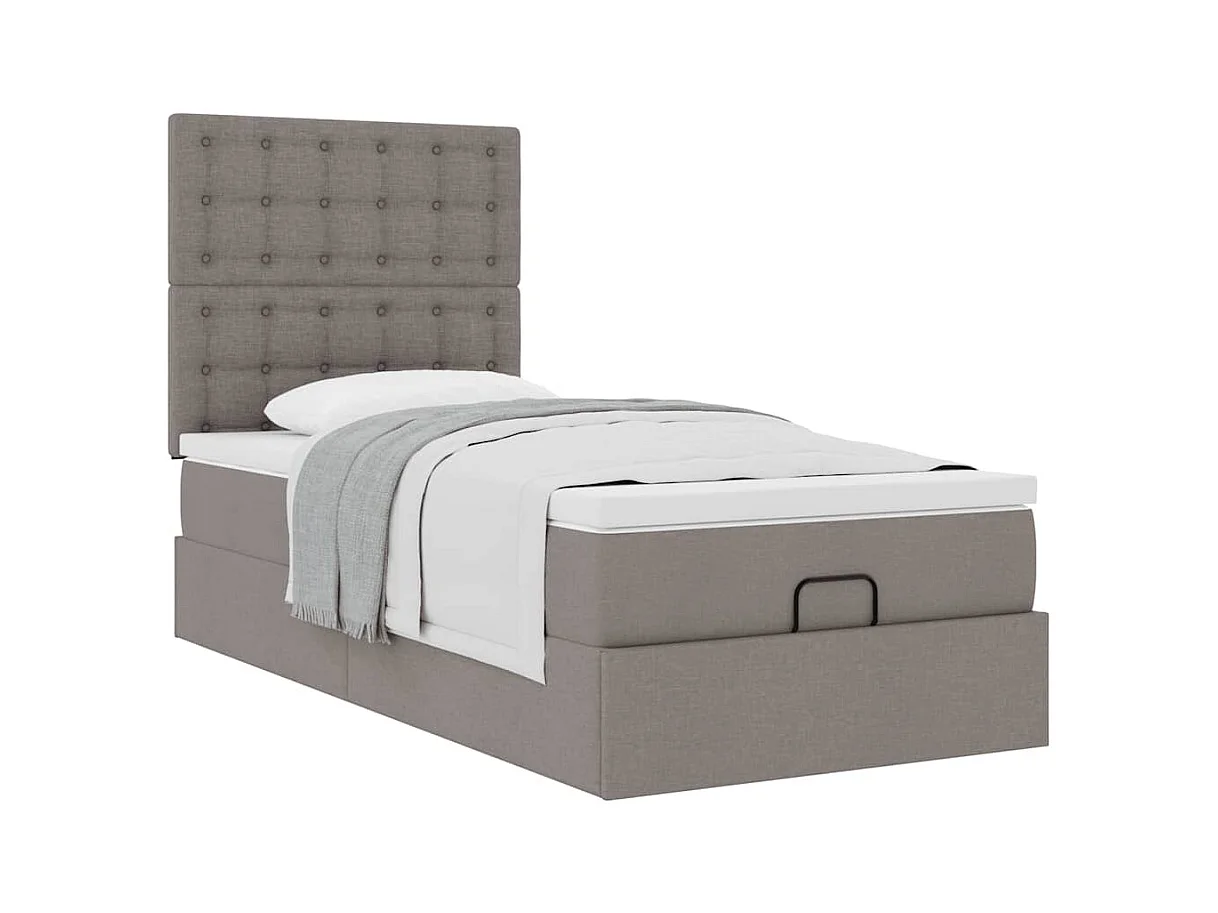 Ottoman-Bett mit Matratze Taupe 100x200 cm Stoff