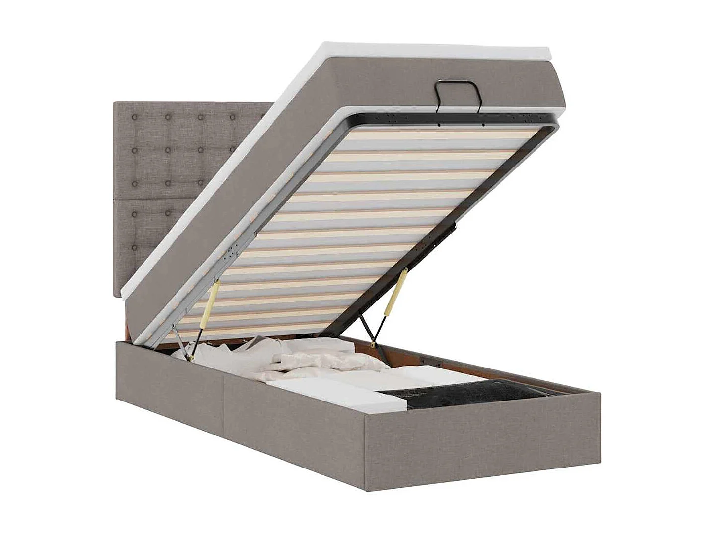 Bed met matras 100x200 cm stof taupe