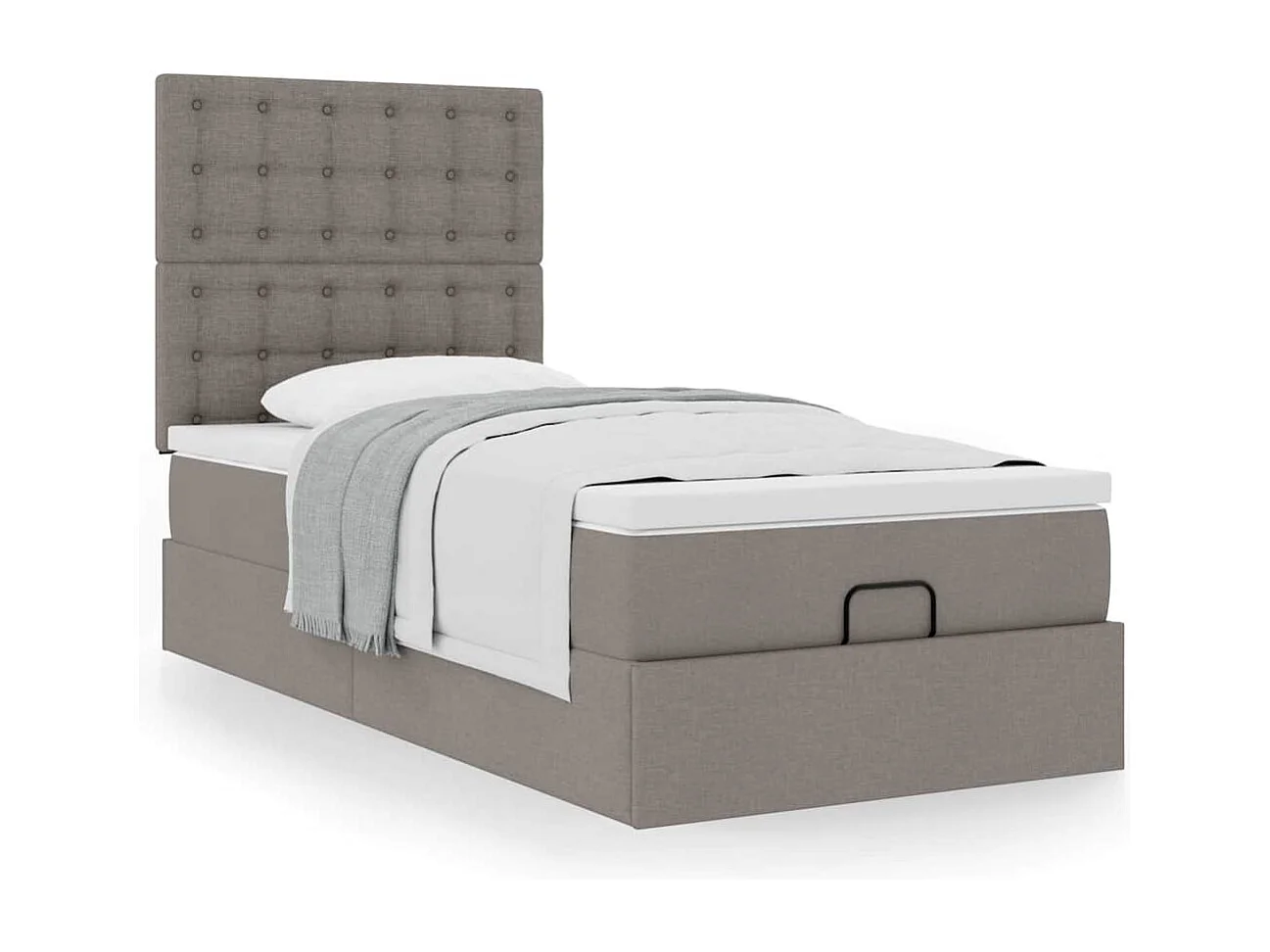 Bed met matras 100x200 cm stof taupe