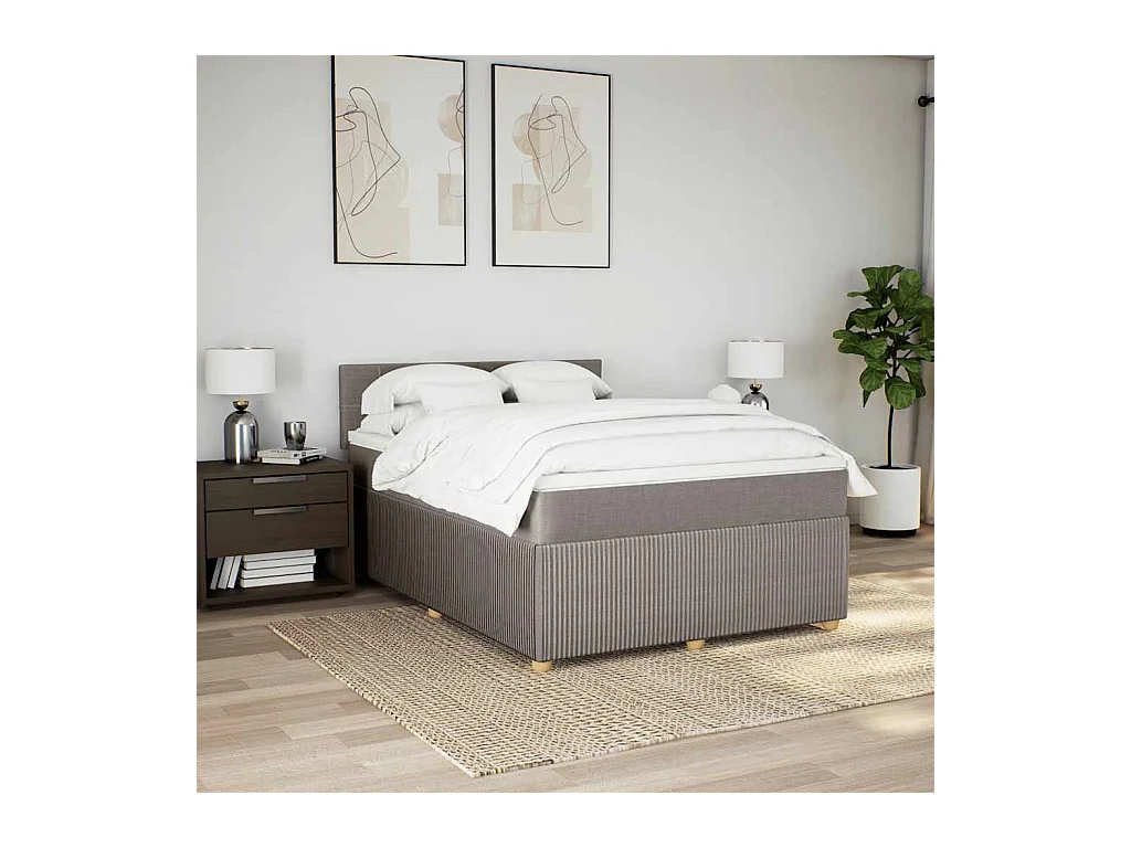 Boxspring met matras stof taupe 140x190 cm