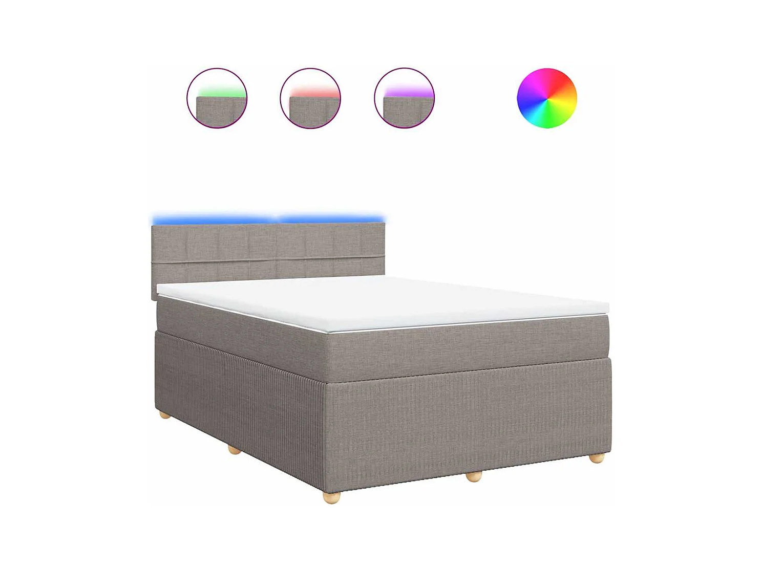 Sommier à lattes de lit avec matelas Taupe 140x190 cm Tissu