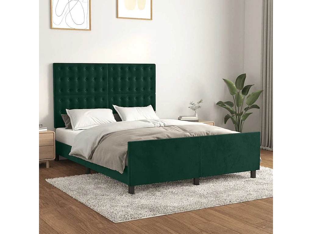 Giroletto senza Materasso Verde Scuro 140x190 cm in Velluto