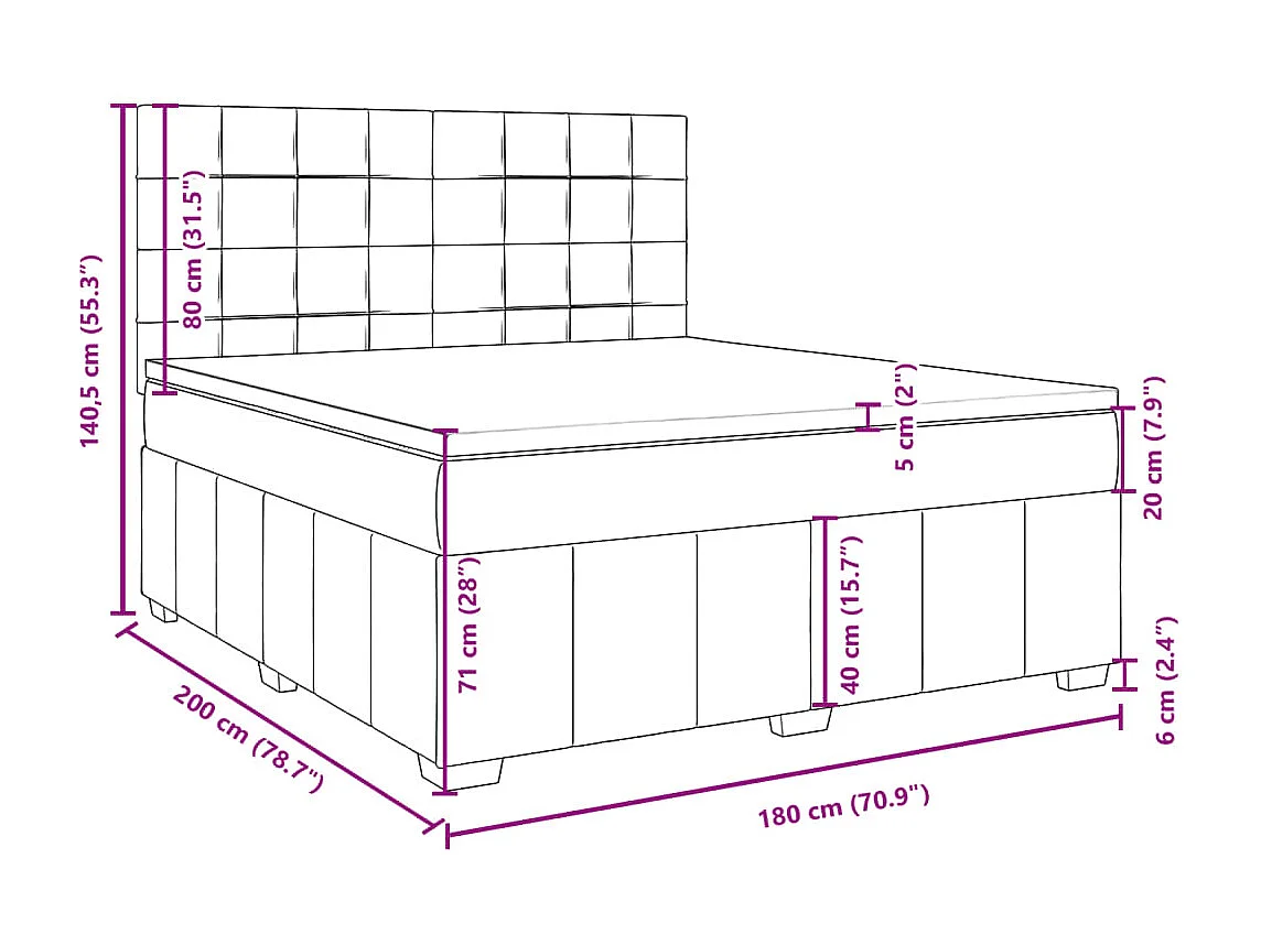 Boxspring met matras stof donkergrijs 180x200 cm