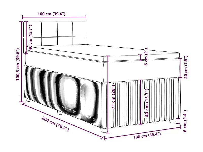 Giroletto a Molle con Materasso Tortora 100x200 cm in Tessuto