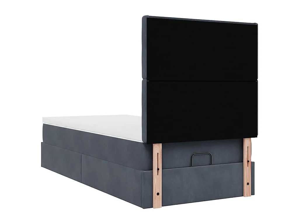 Ottoman-Bett mit Matratzen Dunkelgrau 90x190 cm Samt