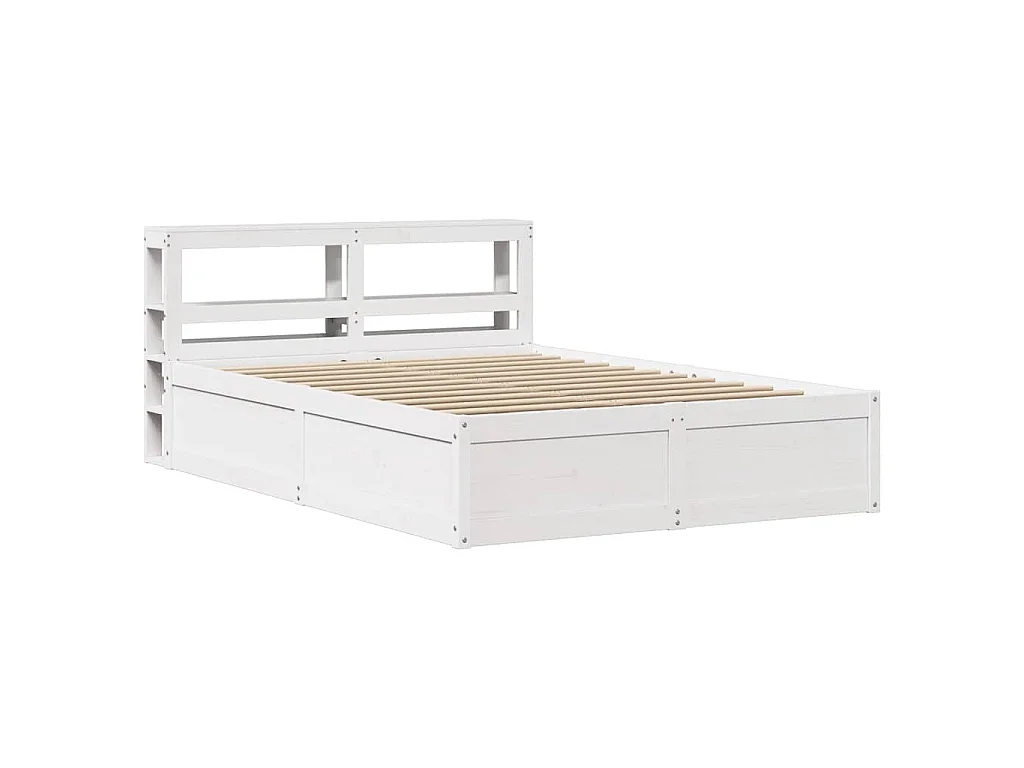Estrutura cama c/ cabeceira 140x190 cm pinho maciço branco