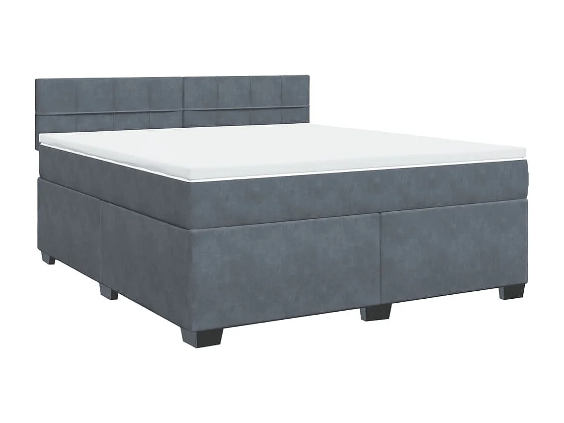 Cama box spring con colchón terciopelo gris oscuro 180x200 cm