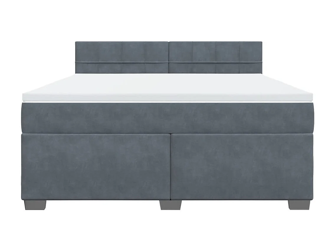 Cama box spring con colchón terciopelo gris oscuro 180x200 cm