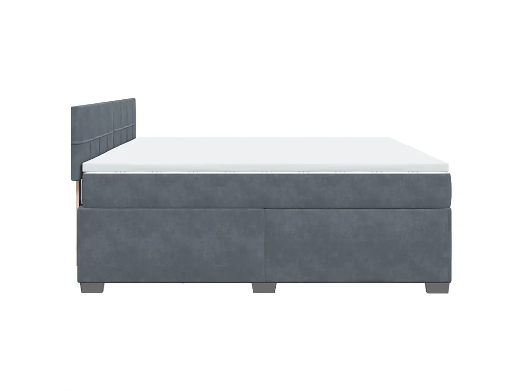 Cama box spring con colchón terciopelo gris oscuro 180x200 cm