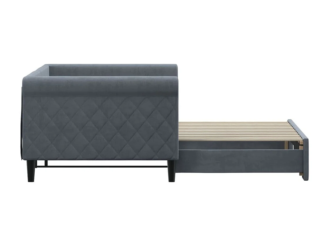 Divano Letto con Letto Estraibile Grigio Scuro 90x200cm Velluto