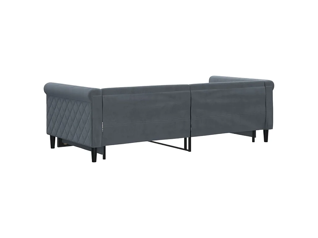 Lit de jour avec gigogne sans matelas gris foncé 90x200 cm