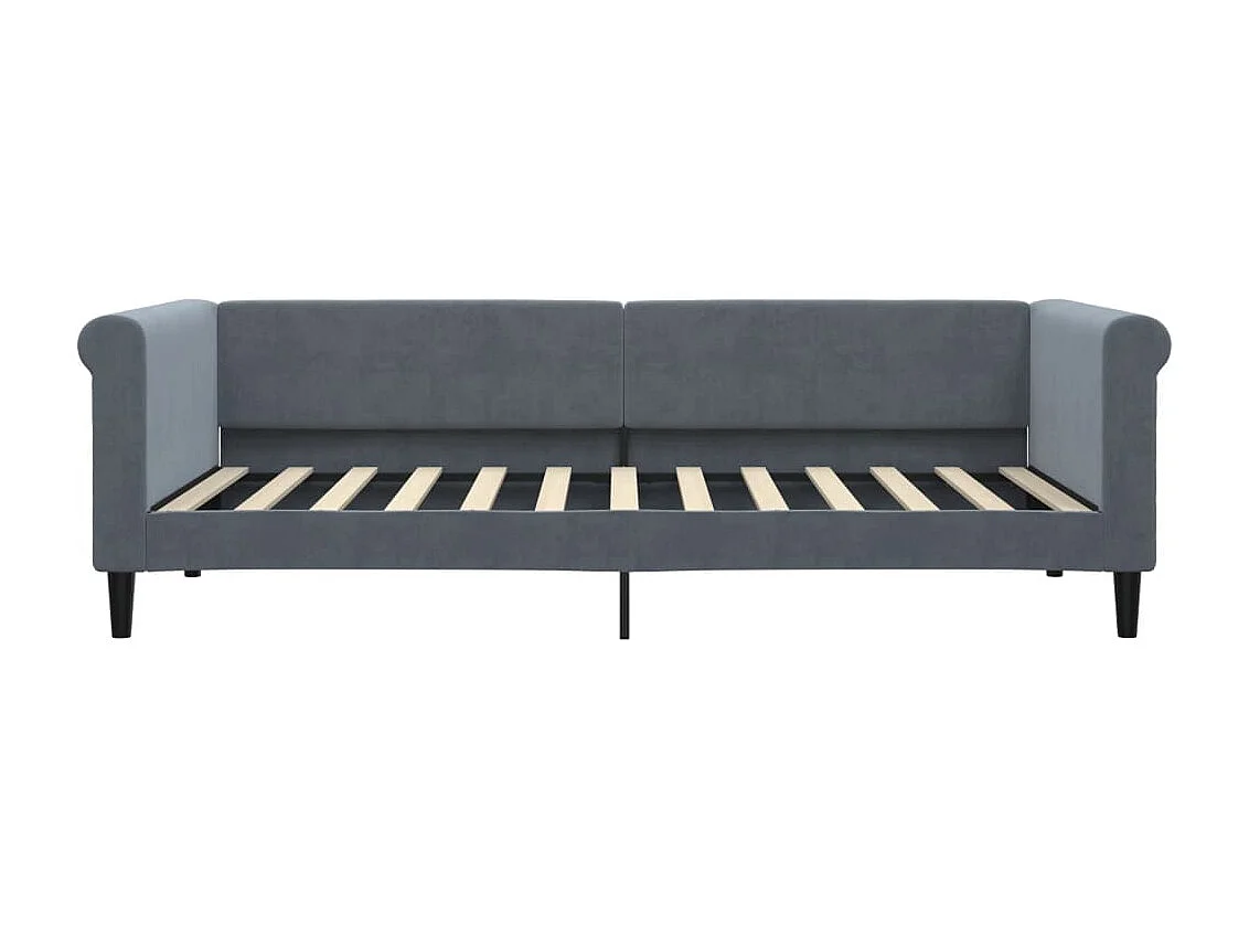 Lit de jour avec gigogne sans matelas gris foncé 90x200 cm