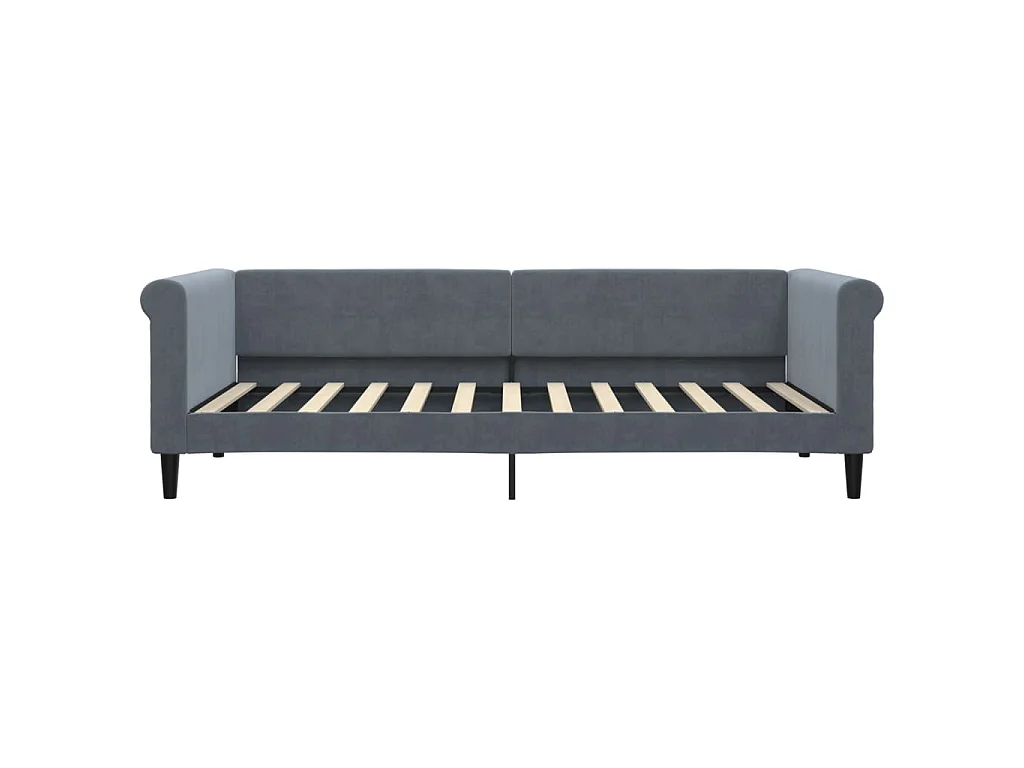 Divano Letto con Letto Estraibile Grigio Scuro 90x200cm Velluto