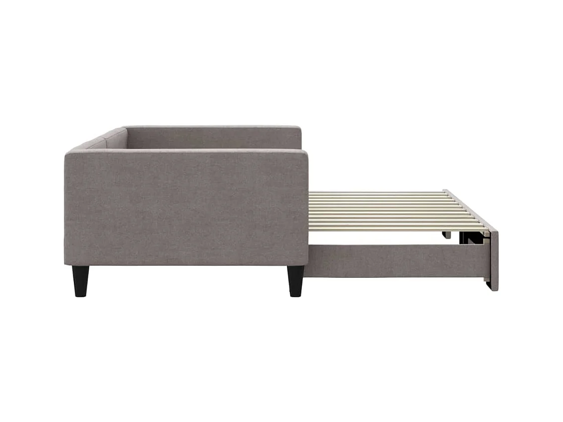 Lit de jour avec lit gigogne taupe 100x200 cm tissu