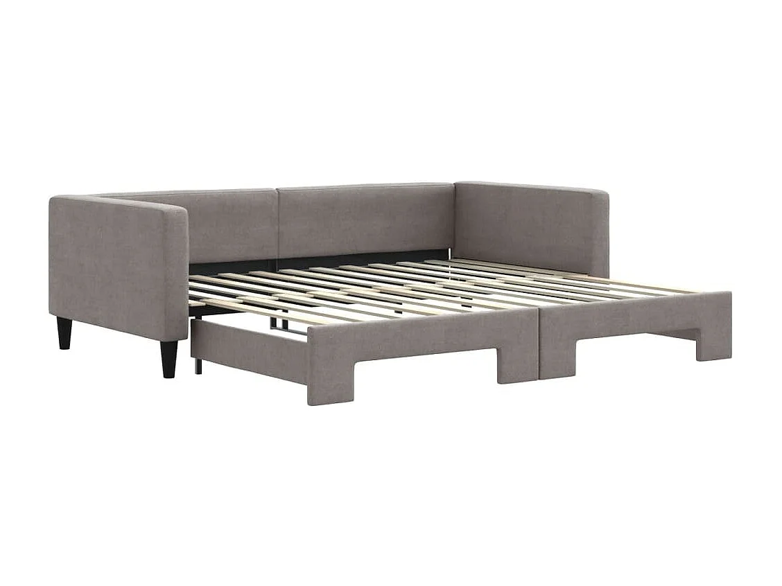 Slaapbank met onderschuifbed 100x200 cm stof taupe