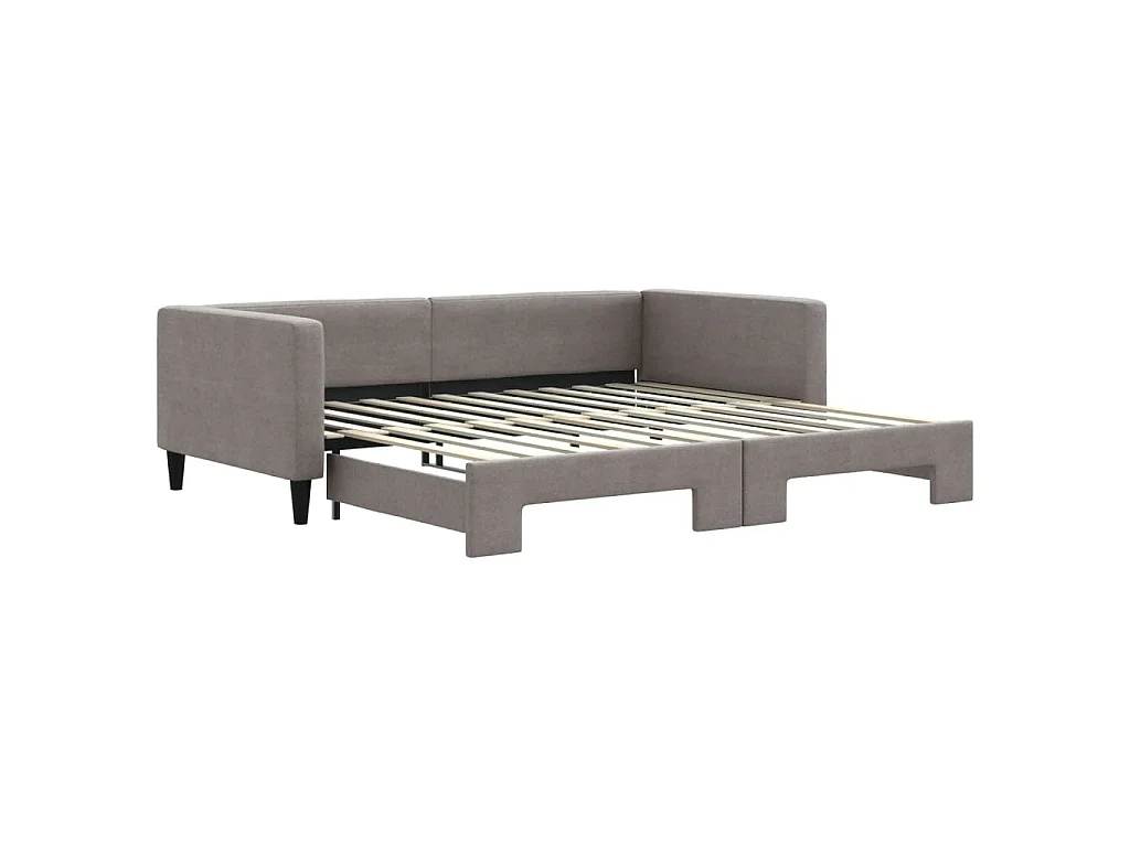 Lit de jour avec lit gigogne taupe 100x200 cm tissu
