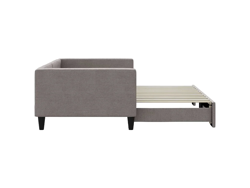 Lit de jour avec lit gigogne taupe 100x200 cm tissu