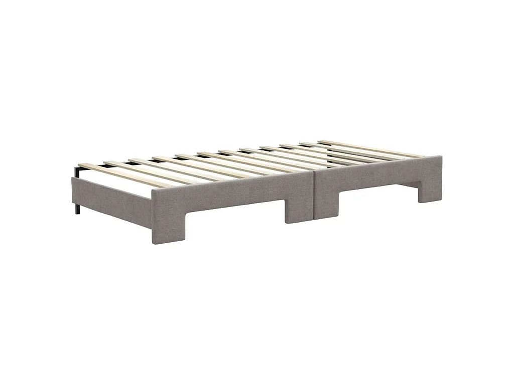 Lit de jour avec lit gigogne taupe 100x200 cm tissu