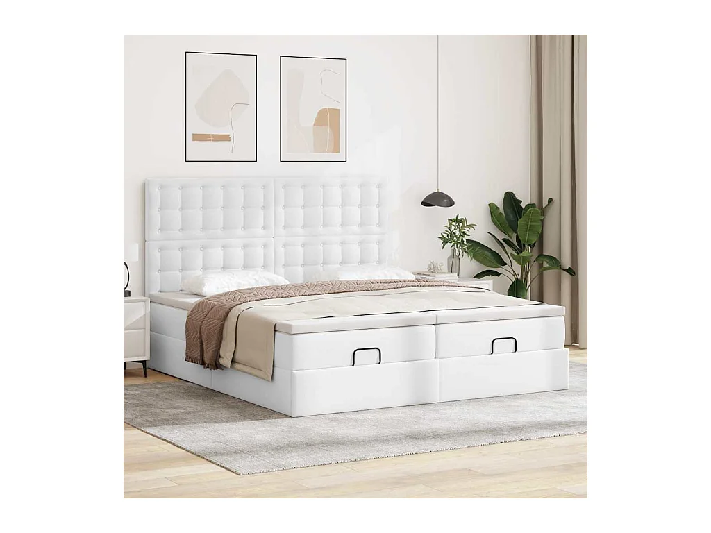 Lit ottoman avec matelas & LED blanc pur 180x200cm similicuir