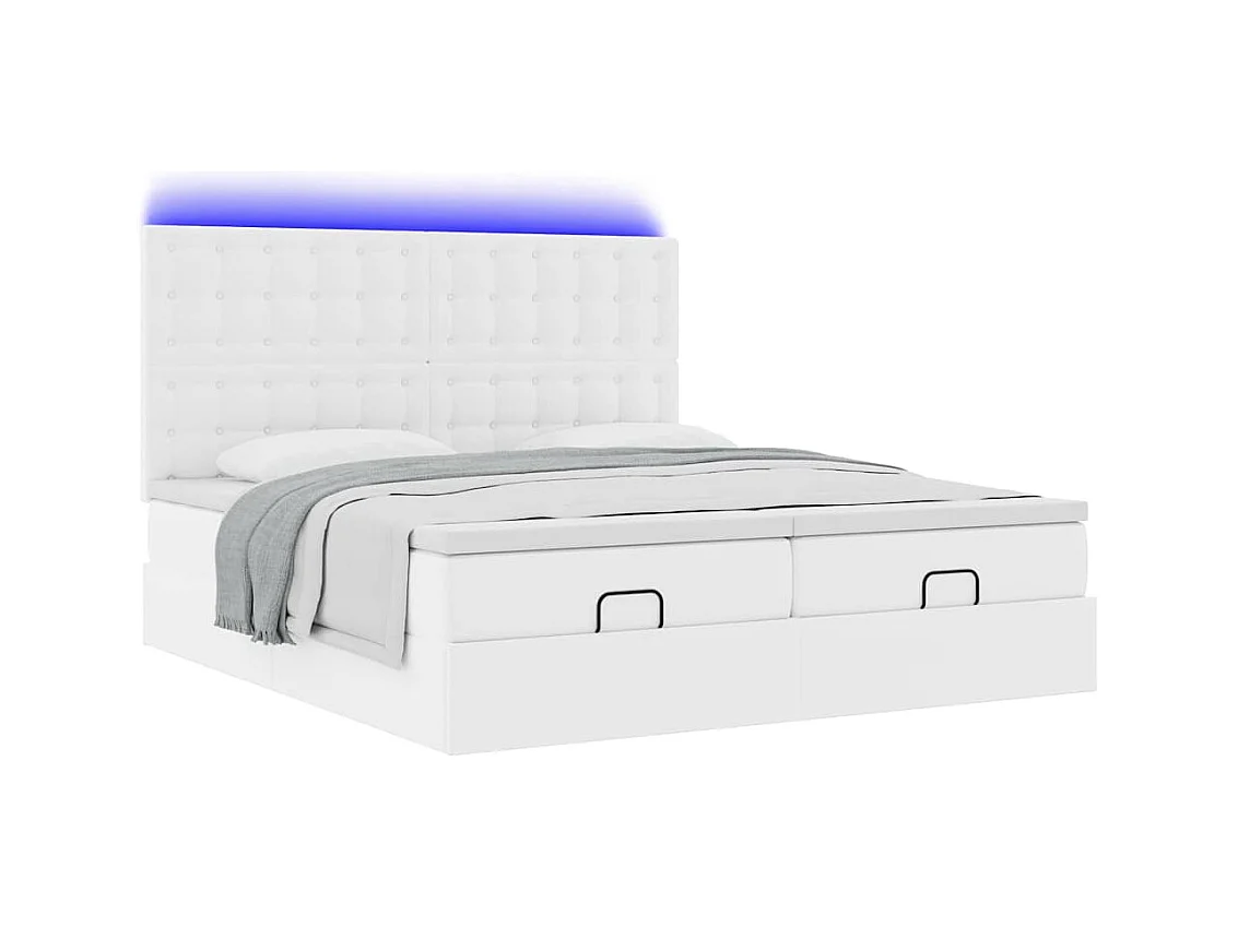 Lit ottoman avec matelas & LED blanc pur 180x200cm similicuir