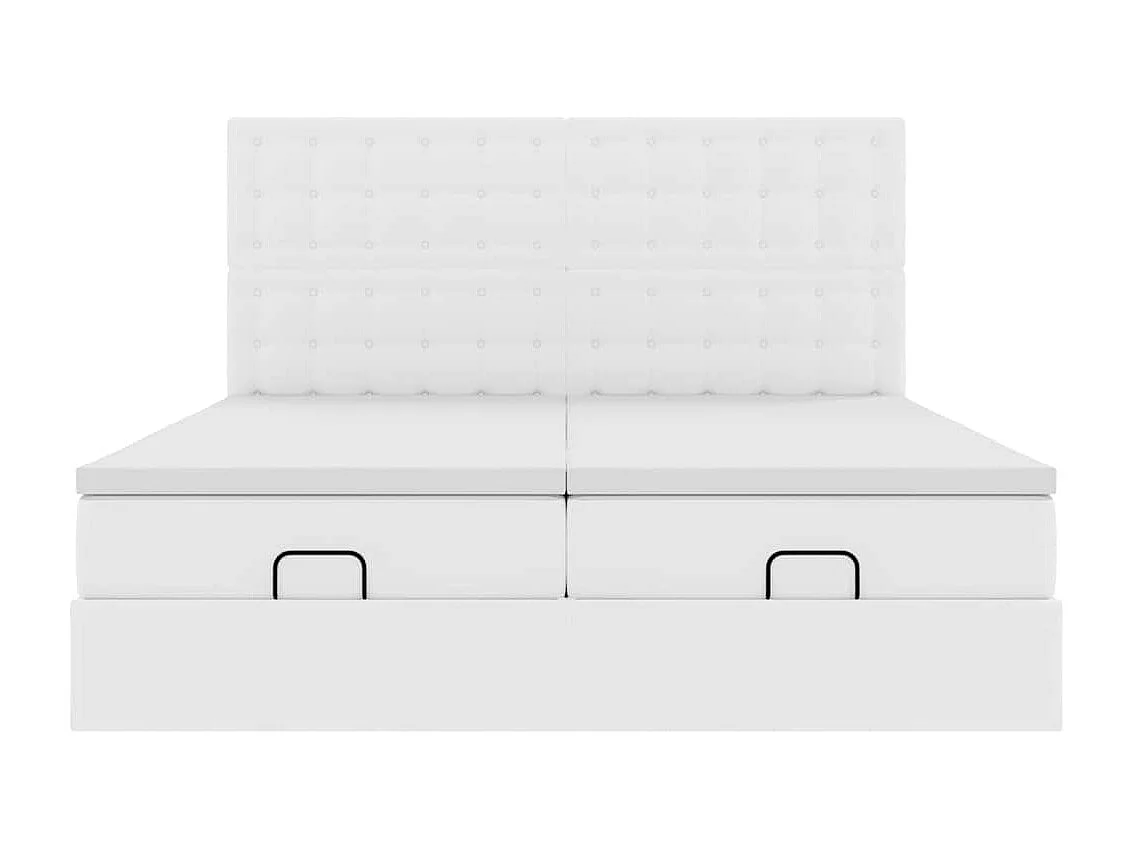 Ottoman-Bett mit Matratzen & LEDs Reinweiß 180x200cm Kunstleder