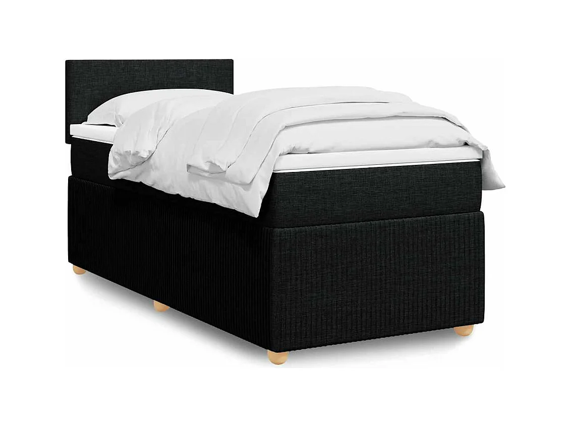 Sommier à lattes de lit avec matelas Noir 90x200 cm Tissu