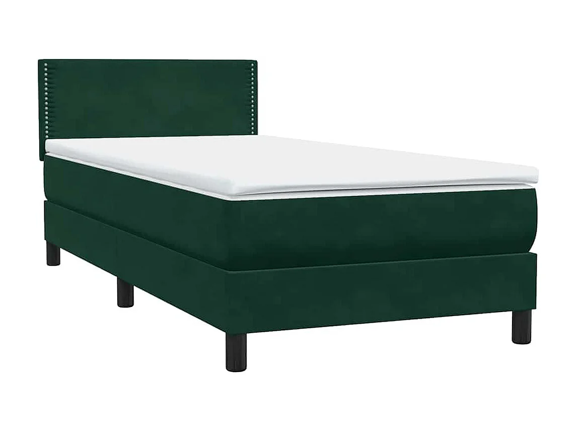 Sommier à lattes de lit et matelas vert foncé 90x210 cm velours