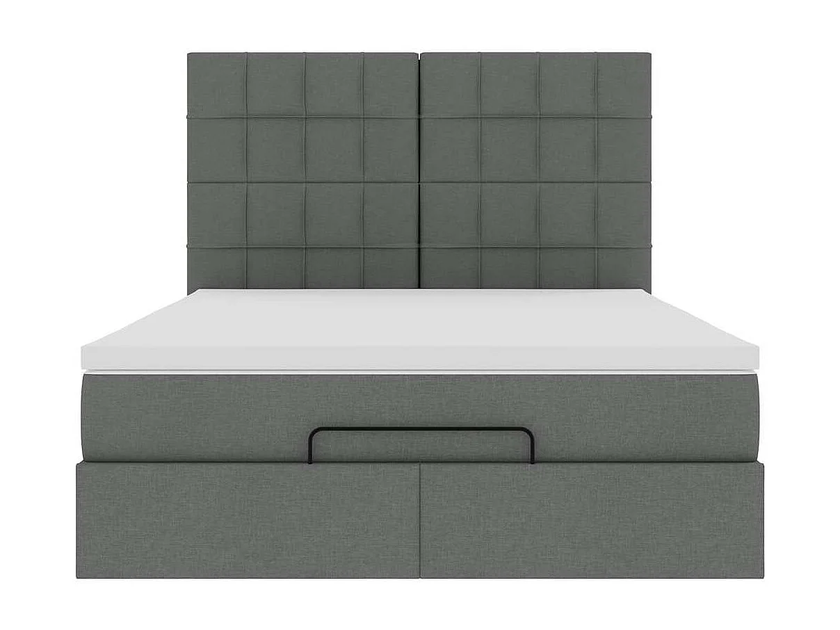 Cadre de lit ottoman avec matelas gris foncé 140x190 cm tissu