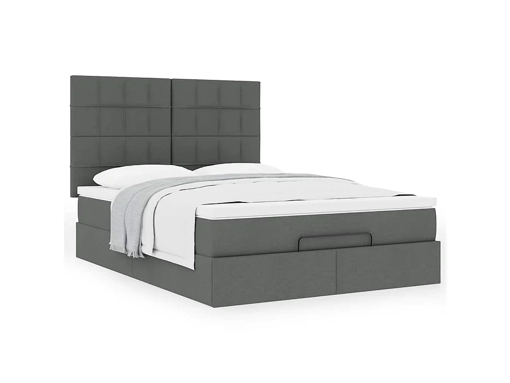 Ottoman bed met matras 140x190cm stof donkergrijs