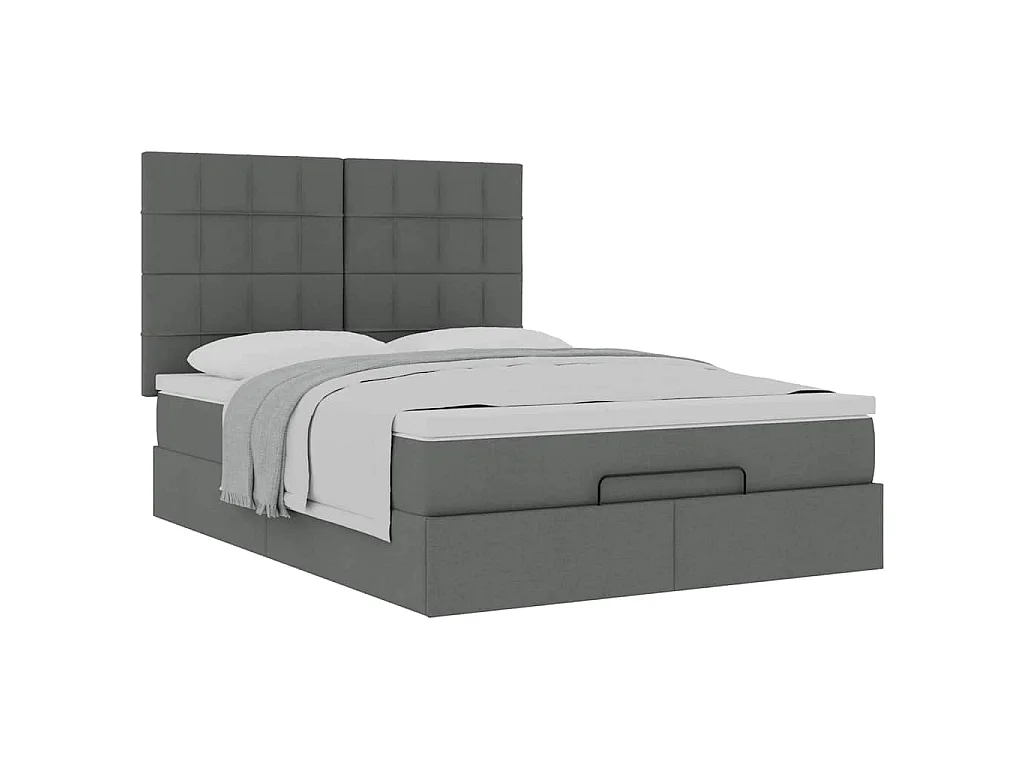 Ottoman bed met matras 140x190cm stof donkergrijs
