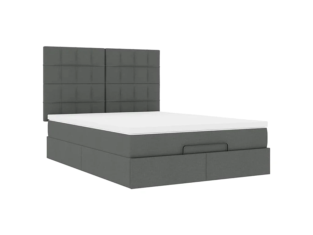 Ottoman bed met matras 140x190cm stof donkergrijs