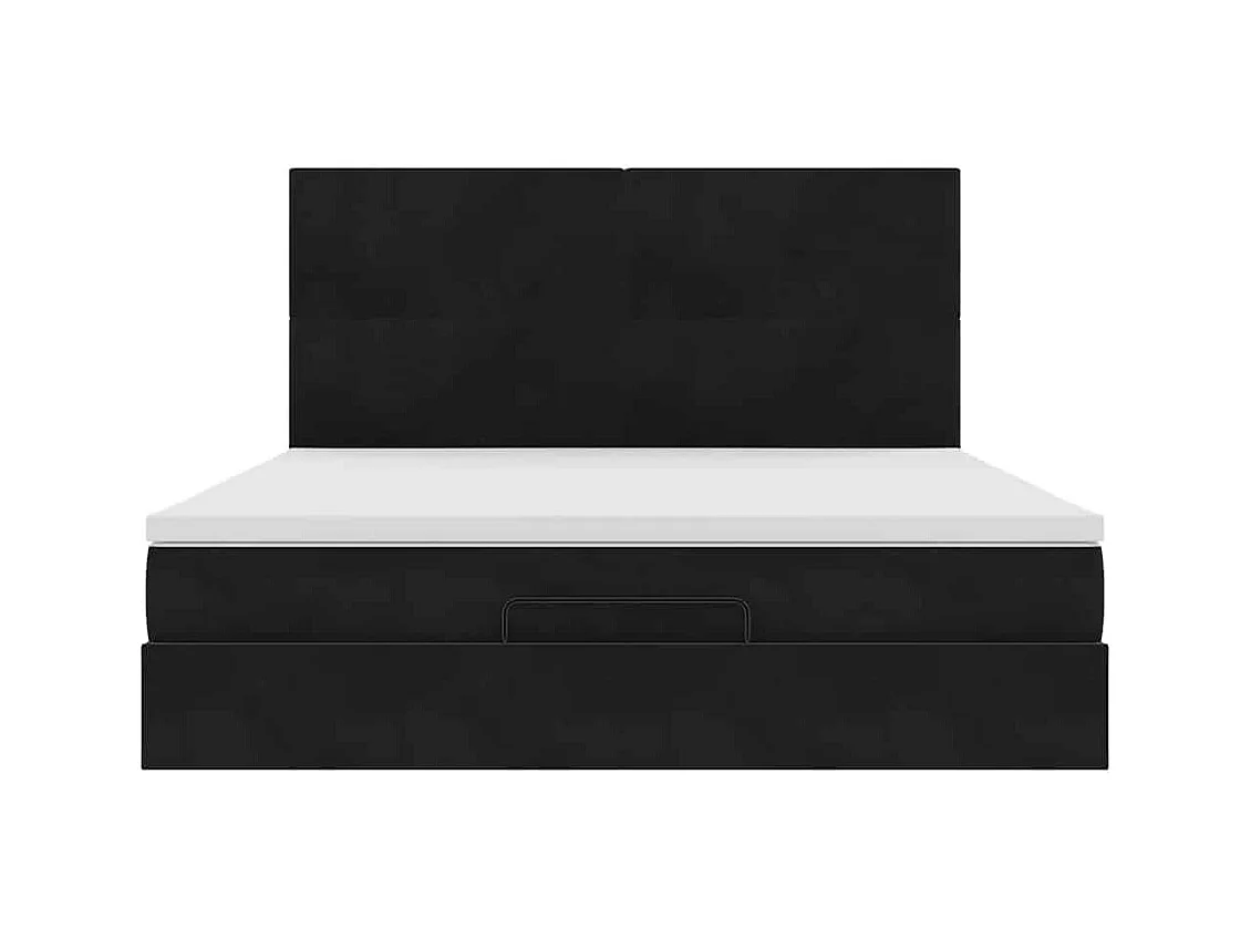 Cadre de lit ottoman avec matelas noir 180x200cm velours