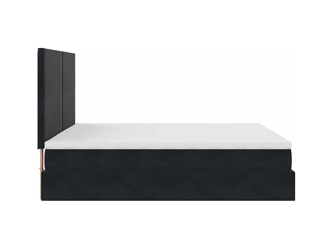 Cadre de lit ottoman avec matelas noir 180x200cm velours