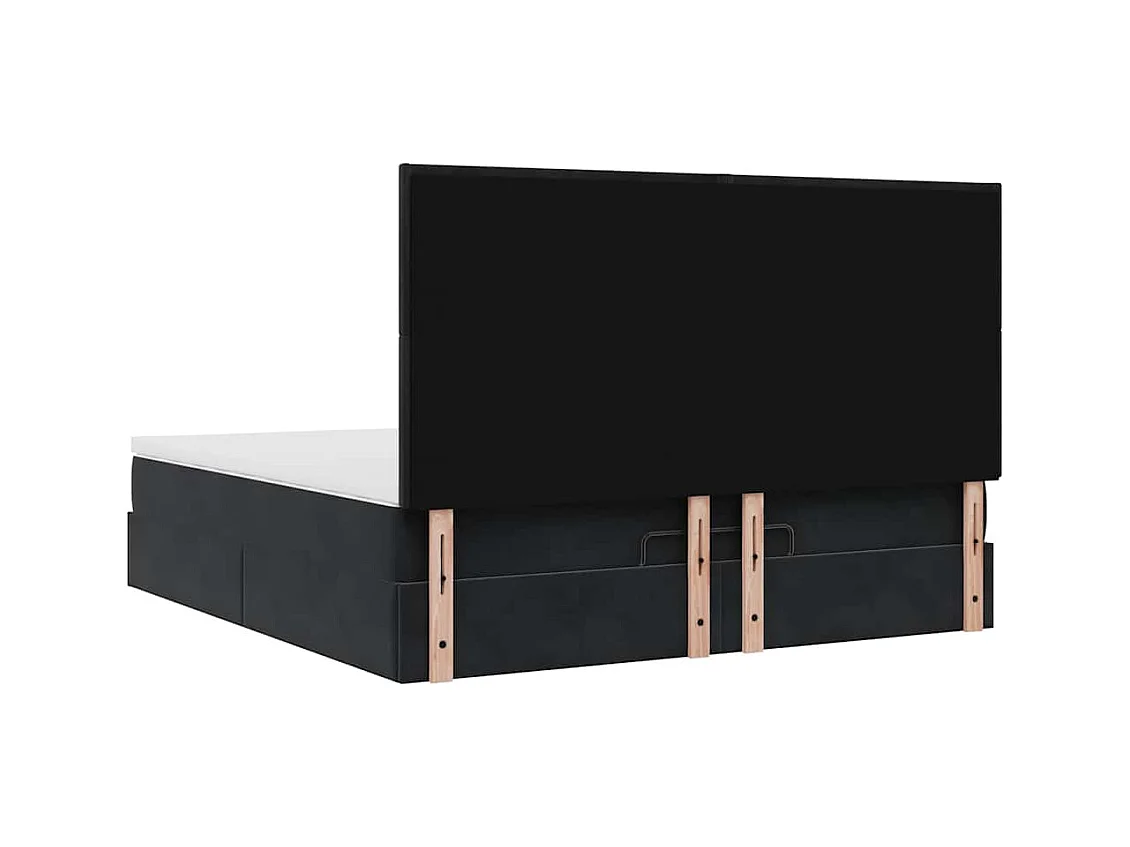 Cadre de lit ottoman avec matelas noir 180x200cm velours