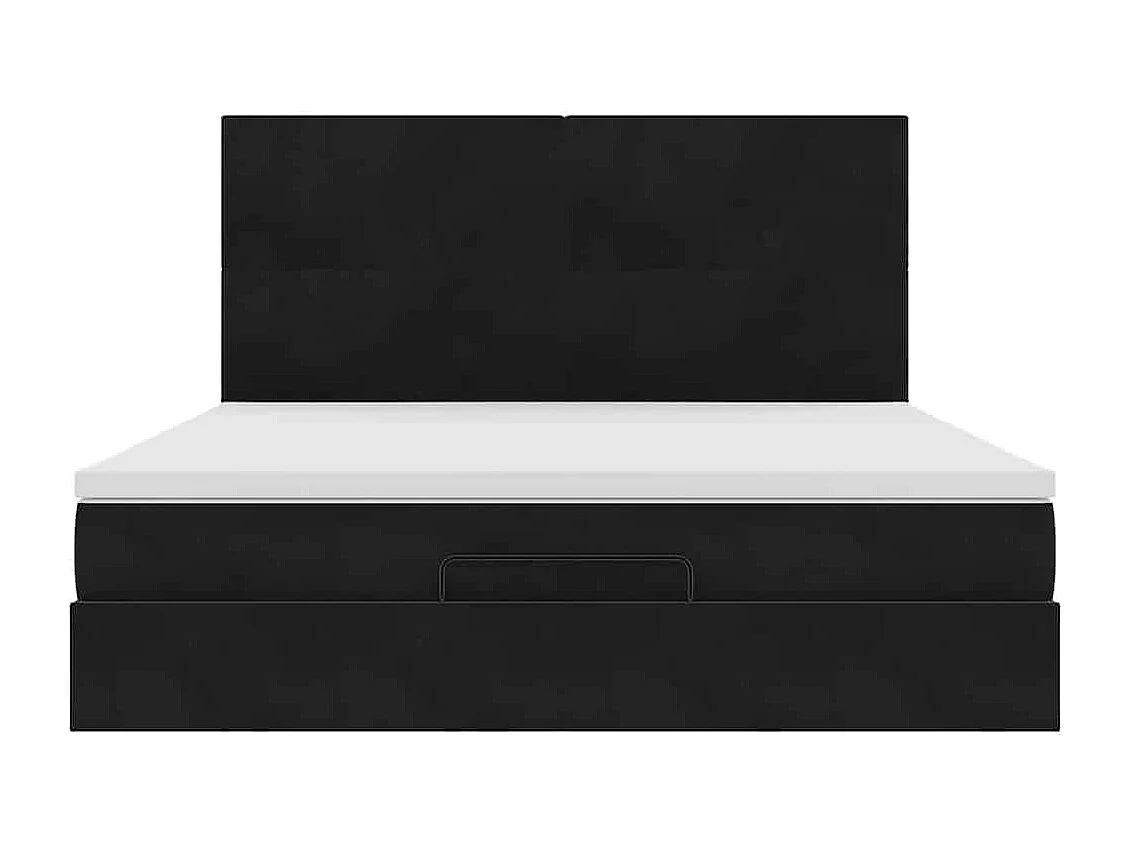 Ottoman-Bett mit Matratzen Schwarz 180x200 cm Samt