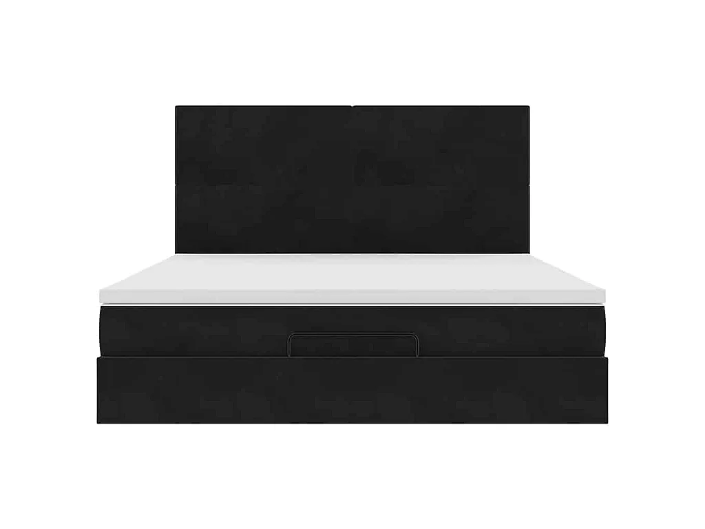 Struttura Letto Pouf con Materassi Nero 180x200 cm in Velluto