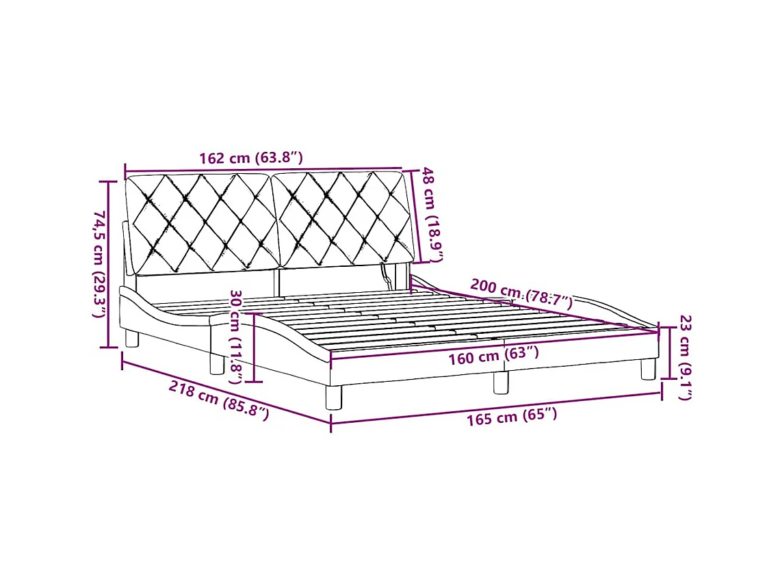 Bettgestell mit LED ohne Matratze Dunkelgrau 160x200 cm Stoff