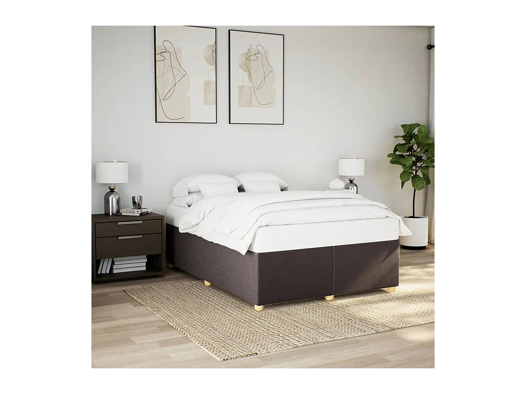 Cadre de lit sans matelas marron foncé 140x200 cm tissu