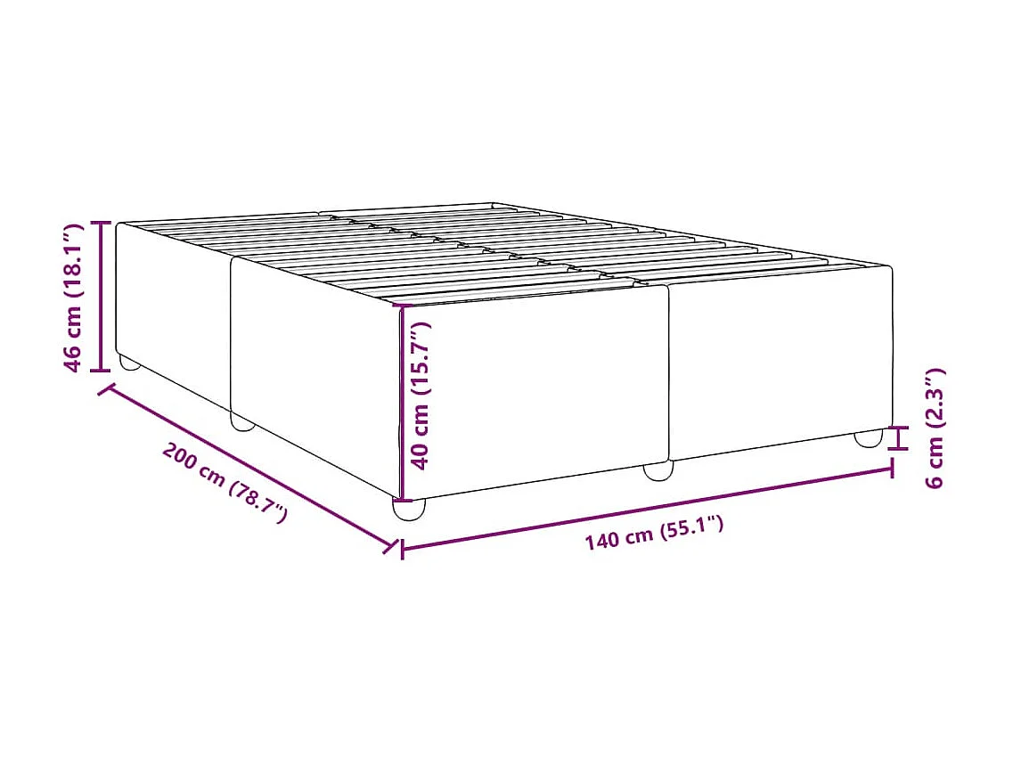 Cadre de lit sans matelas marron foncé 140x200 cm tissu